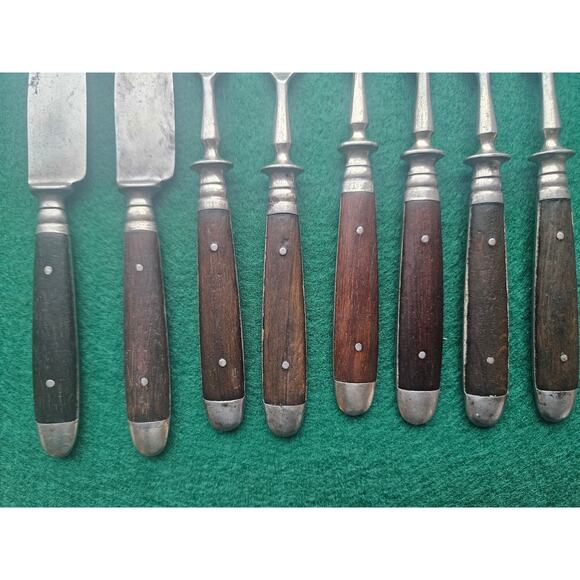 Vintage Rare Solingen Partial Set of fancy Rose wood Hanle US military cutlery - Picture 4 of 10